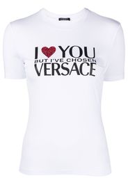 Versace crystal-embellished slogan T-shirt - Bianco