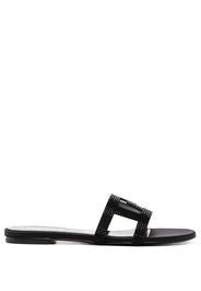 Versace Greca Maze crystal flat sandals - Nero