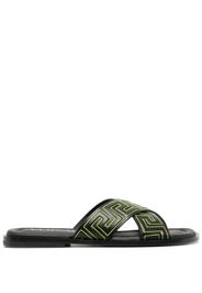 Versace Greca leather slides - Nero