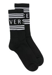 Versace logo-print ribbed socks - Nero