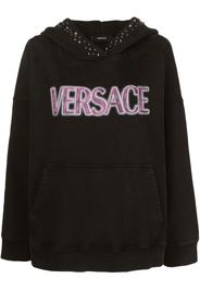 Versace logo-print studded hoodie - Nero