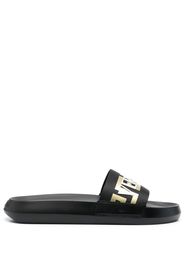 Versace logo-appliqué open toe slides - Nero