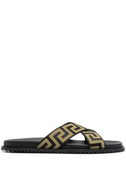 Versace logo-print open-toe slides - Nero