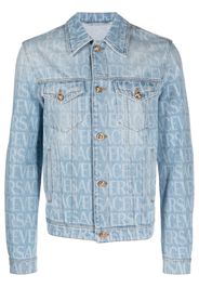 Versace logo-print denim jacket - Blu