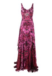 Versace Abito a fiori con ruches - Nero