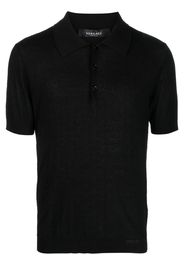 Versace La Greca pointelle-knit polo shirt - Nero