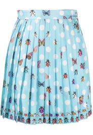 Versace butterfly-print pleated silk skirt - Blu