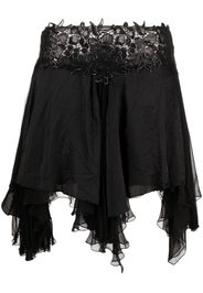 Versace asymmetric lace-waistband skirt - Nero