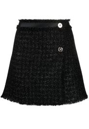 Versace frayed tweed miniskirt - Nero