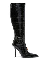 Versace Vagabond croco-embossed leather boots - Nero