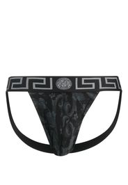 Versace Barocco-print cotton jockstrap - Nero