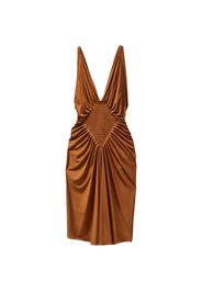 Versace V-neck gathered dress - Marrone
