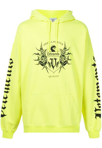 VETEMENTS logo-print pullover hoodie - Giallo