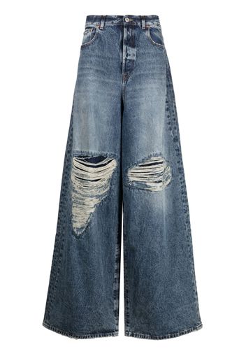 VETEMENTS distressed wide-leg jeans - Blu