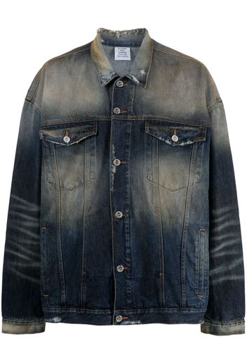 VETEMENTS distressed-effect stonewashed denim jacket - Blu