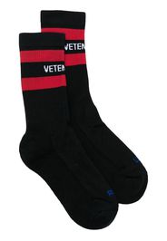 VETEMENTS stripe-trim intarsia-knit socks - Nero