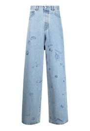 VETEMENTS illustration-print baggy jeans - Blu