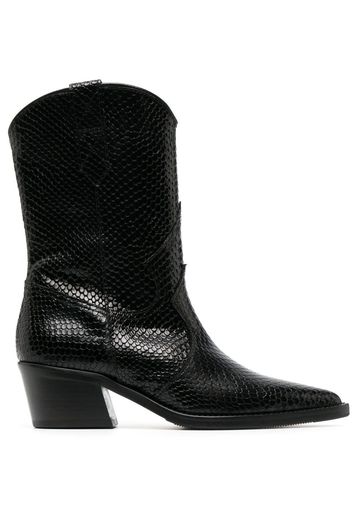 Via Roma 15 snake-embossed leather boots - Nero