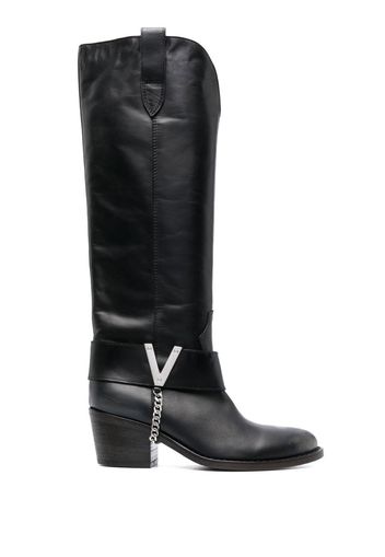 Via Roma 15 60mm logo-plaque leather boots - Nero