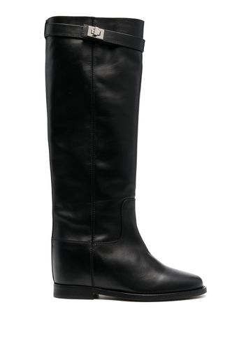 Via Roma 15 knee-length leather boots - Nero