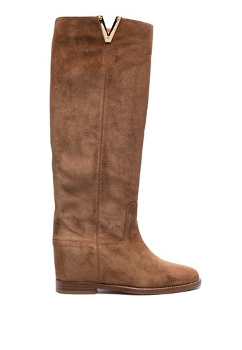 Via Roma 15 knee-length leather boots - Marrone