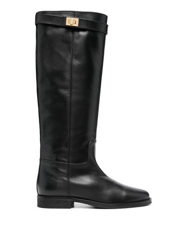 Via Roma 15 buckle-detail leather knee-high boots - Nero