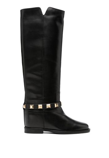 Via Roma 15 Santa Monica stud-embellished boots - Nero