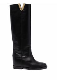 Via Roma 15 logo-plaque knee-length boots - Nero