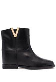 Via Roma 15 logo-detail leather ankle boots - Nero