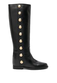 Via Roma 15 golden-buttonned leather boots - Nero