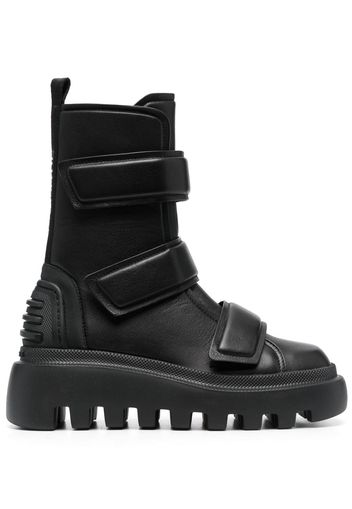 Vic Matie touch-strap leather combat boots - Nero