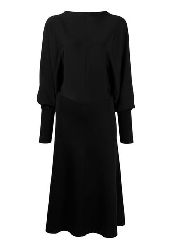 puff-sleeve mid-length dress