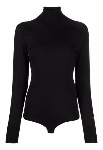 Victoria Beckham embroidered-logo roll-neck jumper - Nero