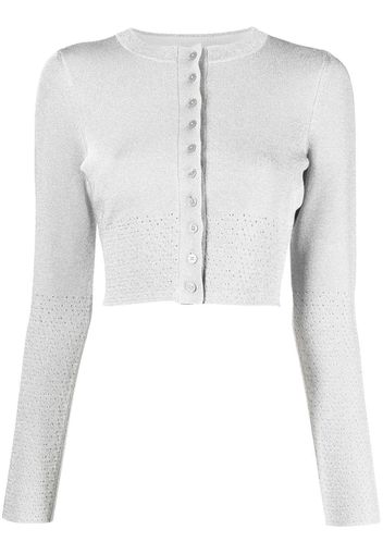 Victoria Beckham lurex cropped cardigan - Grigio