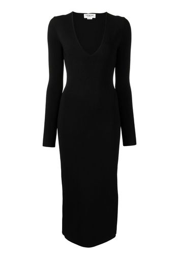 Victoria Beckham deep V-neck midi-dress - Nero