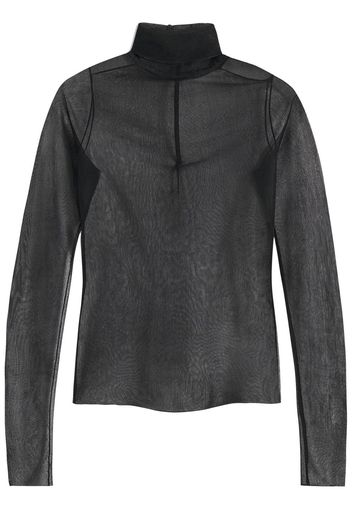 Victoria Beckham Blusa semi trasparente a collo alto - Nero