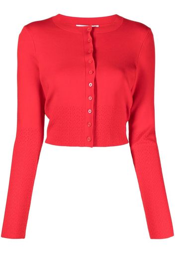 Victoria Beckham pointelle-knit cropped cardigan - Rosso