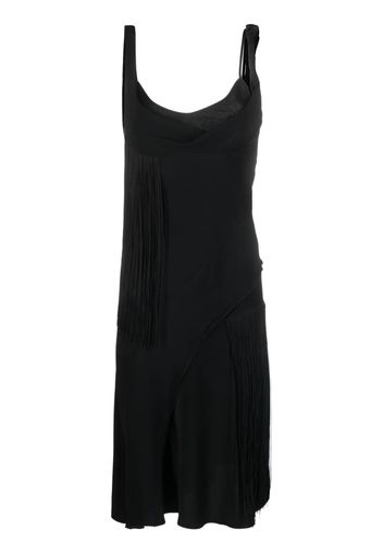 Victoria Beckham asymmetric fringed slip dress - Nero