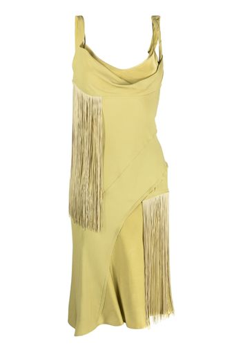 Victoria Beckham fringe-detail sleeveless dress - Verde