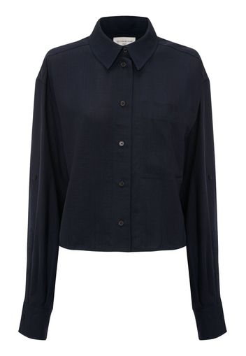 Victoria Beckham patch-pocket cropped shirt - Blu