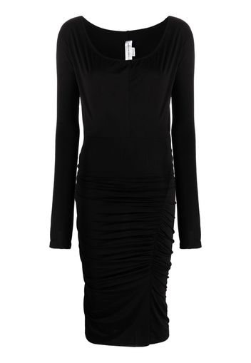 Victoria Beckham ruched long-sleeve midi dress - Nero