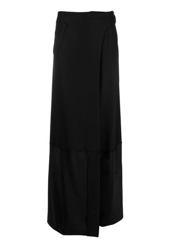 Victoria Beckham satin-trim maxi wrap skirt - Nero