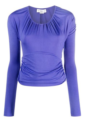 Victoria Beckham gathered-detailing jersey top - Blu