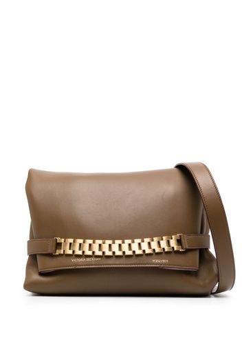 Victoria Beckham Chain leather clutch bag - Marrone