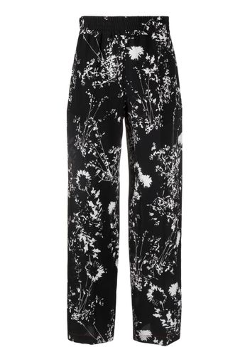 Victoria Beckham floral-print silk trousers - Nero