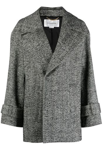 Victoria Beckham tweed virgin-wool blend peacoat - Nero