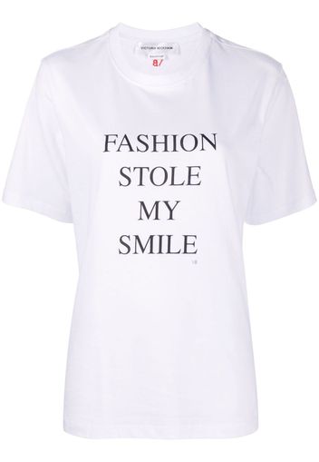 Victoria Beckham 'Fashion Stole My Smile' printed T-shirt - Bianco