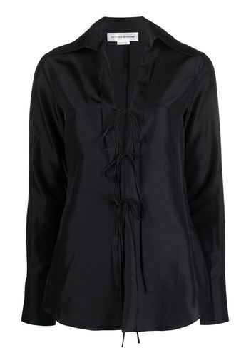 Victoria Beckham front-tie silk blouse - Nero