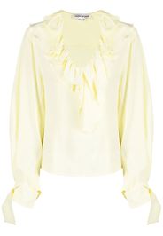 Victoria Beckham ruffled V-neck silk blouse - Giallo