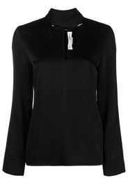 Victoria Beckham V-neck fringed satin blouse - Nero